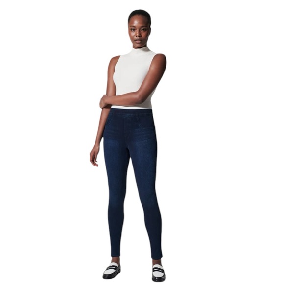 SPANX Women’s Jean-ish Ankle Leggings Dark Blue Size Medium‎ Jeans Leggings - Picture 1 of 9
